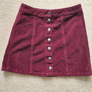 Burgundy/Wine Corduroy Mini Skirt